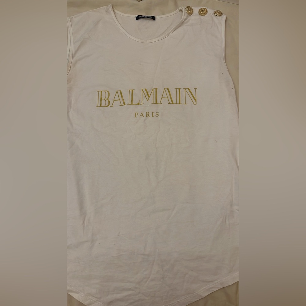 Balmain White Shirt with Good Buttons Size Small